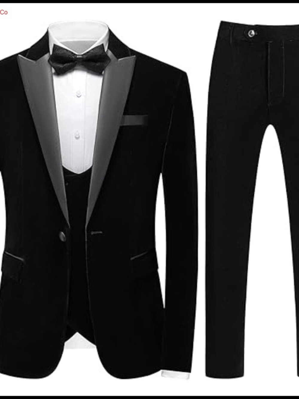 Mens Velvet 3 Piece Suit Slim Fit Peaked Lapel One Button Tuxedo Set